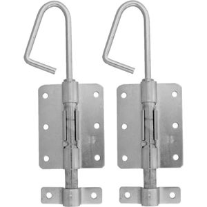 AMIG Verticaal schuifslot/plaatgrendel - 2x - staal - 25 x 6.2cm - verzinkt - zilver - schutting - poort