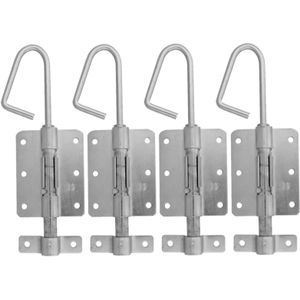 AMIG Verticaal schuifslot/plaatgrendel - 4x - staal - 25 x 6.2cm - verzinkt - zilver - schutting - poort