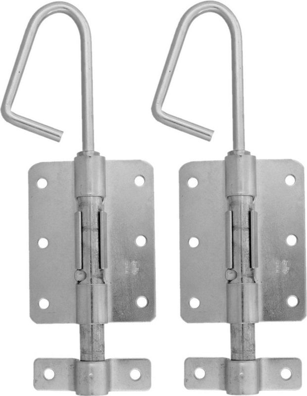 AMIG Verticaal schuifslot/plaatgrendel - 2x - staal - 20 x 6.2cm - verzinkt - zilver - schutting - poort
