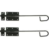 AMIG Verticaal schuifslot/plaatgrendel - 2x - staal - 30 x 6cm - zwart - schutting - poort