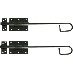 AMIG Verticaal schuifslot/plaatgrendel - 2x - staal - 30 x 6cm -  zwart - schutting - poort - Grendels