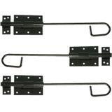 AMIG Verticaal schuifslot/plaatgrendel - 3x - staal - 30 x 6cm - zwart - schutting - poort