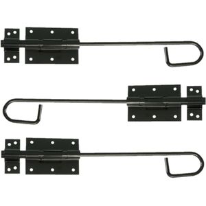 AMIG Verticaal schuifslot/plaatgrendel - 3x - staal - 30 x 6cm - zwart - schutting - poort