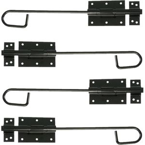 AMIG Verticaal schuifslot/plaatgrendel - 4x - staal - 35 x 6cm -  zwart - schutting - poort - Grendels