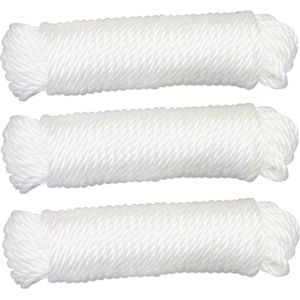 AMIG paracord touw - 3x - 15 meter - D5mm - 110kg - polypropyleen - wit