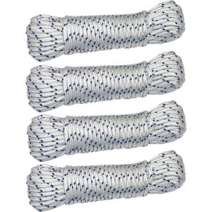 AMIG paracord touw - 4x - 10 meter - D6mm - 400kg - nylon/polyester - wit/blauw - Touw