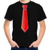 Bellatio Decorations Verkleed t-shirt voor kinderen - stropdas - zwart - jongen - carnaval/themafeest