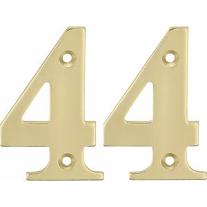 AMIG Huisnummer 44 - massief messing - 5cm - incl. bijpassende schroeven - gepolijst - goudkleur
