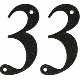 AMIG Huisnummer 33 - massief gesmeed staal - 10cm - incl. bijpassende schroeven - zwart - Huisnummers