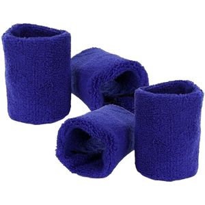 Pols zweetbandjes blauw - voor volwassenen - 4x stuks