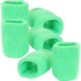 Pols Zweetbandjes Neon Groen - Voor Volwassenen - 6x Stuks