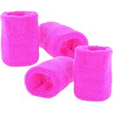 Pols zweetbandjes neon roze - voor volwassenen - 4x stuks