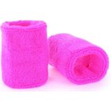 Pols zweetbandjes neon roze - voor volwassenen - 6x stuks