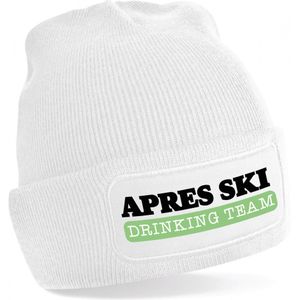 Bellatio Decorations Wintersport muts dames - drinking team - wit - volwassenen - Apres ski beanie