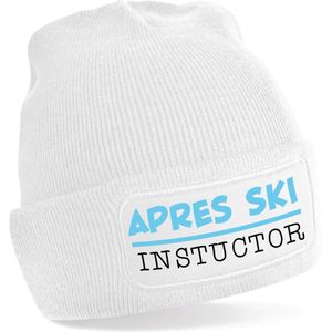 Bellatio Decorations Wintersport muts dames - apres ski instructor - wit - volwassenen - beanie