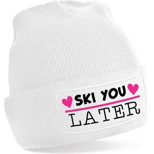 Bellatio Decorations Wintersport muts dames - ski you later - wit - volwassenen - apres ski beanie