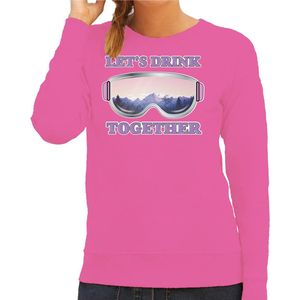Bellatio Decorations Apres ski sweater dames - Lets drink together - roze - wintersport - skien