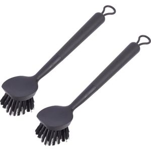 Benson Afwasborstel - 2x - kunststof - zwart - met ophang lus - afwasborstels / afwas borstel