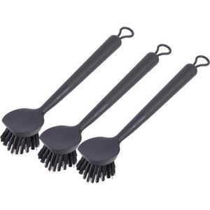 Benson Afwasborstel - 6x - kunststof - zwart - met ophang lus - afwasborstels / afwas borstel