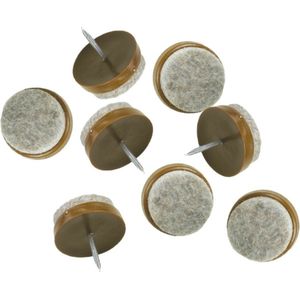 AMIG Viltglijders/meubelbeschermers met nagel - 16x - D29 mm - bruin - stoelpoten - kunststof/vilt - onder meubels