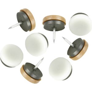 AMIG Kunststofglijders/meubelbeschermers met nagel - 12x - D19 mm - bruin - stoelpoten - kunststof - onder meubels
