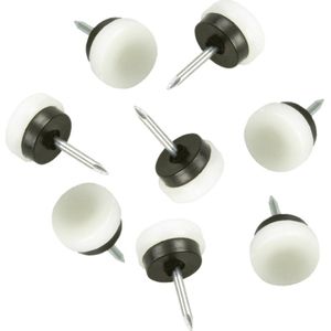 AMIG Viltglijders/meubelbeschermers met nagel - 12x - D19 mm - stoelpoten - kunststof - wit