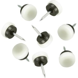 AMIG Viltglijders/meubelbeschermers met nagel - 12x - D22 mm - wit - stoelpoten - kunststof - onder meubels
