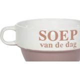Soepkommen - Soep van de dag - keramiek - D12 x H8 cm - oud roze - Stapelbaar