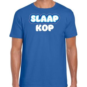 Bellatio Decorations Verkleed T-shirt voor heren - slaapkop - blauw - carnaval foute party