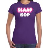 Bellatio Decorations Verkleed T-shirt voor dames - slaapkop - paars - carnaval - foute party