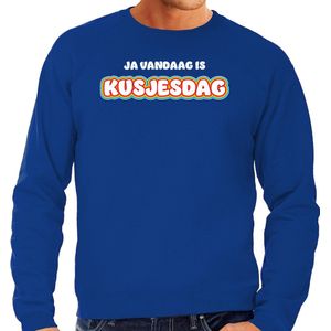 Bellatio Decorations Verkleed sweater voor heren - kusjesdag - blauw - carnaval - foute party