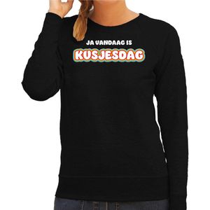 Bellatio Decorations Verkleed sweater voor dames - kusjesdag - zwart - carnaval - foute party