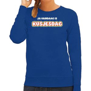 Bellatio Decorations Verkleed sweater voor dames - kusjesdag - blauw - carnaval - foute party