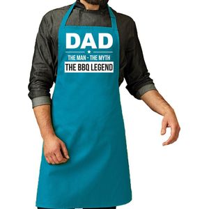 Vaderdag cadeau schort - dad the bbq legend - blauw - keukenschort - barbecue - verjaardag