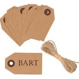 Cadeau tags/labels - kraftpapier/karton - 100x stuks - aan jute touw - 7.5 x 4.5 cm - Cadeauversiering