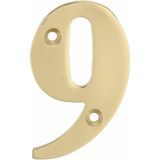 AMIG Huisnummer 69 - massief messing - 5cm - incl. bijpassende schroeven - gepolijst - goudkleur