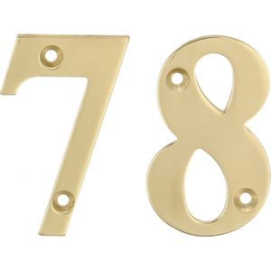 AMIG Huisnummer 78 - massief messing - 5cm - incl. bijpassende schroeven - gepolijst - goudkleur