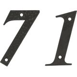 AMIG Huisnummer 71 - massief gesmeed staal - 10cm - incl. bijpassende schroeven - zwart