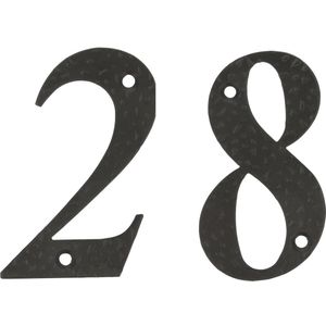 AMIG Huisnummer 28 - massief gesmeed staal - 10cm - incl. bijpassende schroeven - zwart