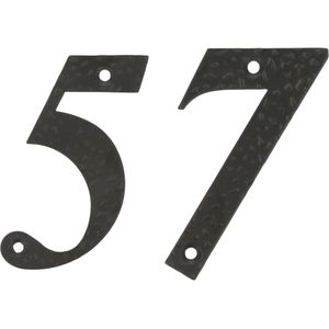 AMIG Huisnummer 57 - Massief Gesmeed Staal - Zwart - Inclusief Schroeven