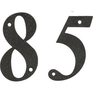 AMIG Huisnummer 85 - massief gesmeed staal - 10cm - incl. bijpassende schroeven - zwart
