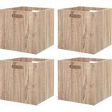 Kast opbergmand/kastmand - 4x - lichtbruin - mdf hout - 29 liter - 31 x 31 x 31 cm - inklapbaar