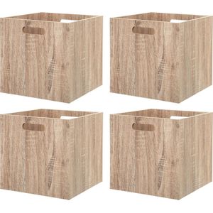 Kast opbergmand/kastmand - 4x - lichtbruin - mdf hout - 29 liter - 31 x 31 x 31 cm - inklapbaar