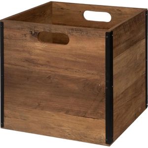 Kast opbergmand/kastmand - donkerbruin - 29 liter - mdf hout - 31 x 31 x 31 cm - inklapbaar