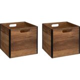 Kast opbergmand/kastmand - 2x - donkerbruin - 29 liter - mdf hout - 31 x 31 x 31 cm - inklapbaar