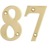 AMIG Huisnummer 87 - massief messing - 10cm - incl. bijpassende schroeven - gepolijst - goudkleur