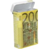 Sigarettendoosje of klein opslag blikje - metaal -200 euro biljetten print - met deksel - 7 x 9.5 x