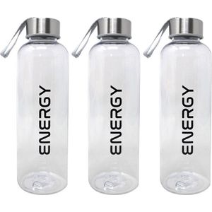 Concorde Drinkfles/waterfles/bidon - 3x - 570 ml - energy - zwart - kunststof