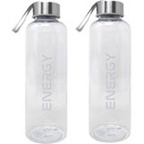 Concorde Drinkfles/waterfles/bidon - 2x - 570 ml - energy - wit - kunststof