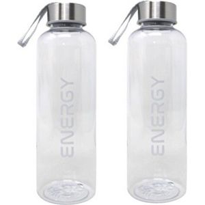 Concorde Drinkfles/waterfles/bidon - 2x - 570 ml - energy - wit - kunststof